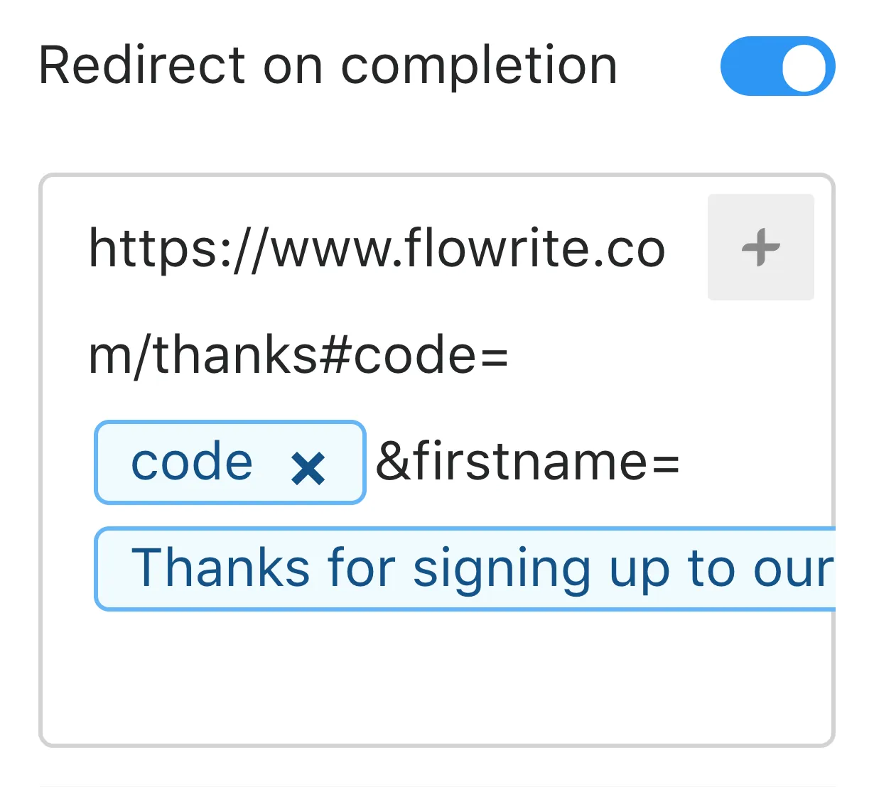 Typeform redirect settings